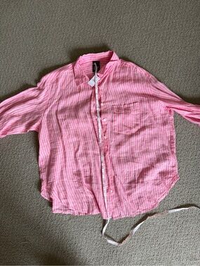 Gap Linen Pink & White Shirt, NWT, M